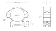 Picture of HAWKE PRECISION STEEL RING MOUNTS 30MM 2 PCE WEAVER MED