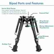 Picture of PRIMAX 6-Inch to 9-Inch Sniper Hunting Tactical Bipod (Black)