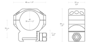 Picture of HAWKE TACTICAL RING MOUNTS 30MM 2 PIECE WEAVER MEDIUM